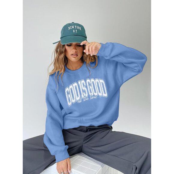 Christian Sweatshirt Oversized Bible Verse Gift Casual Religious Top - Picture 2 of 5